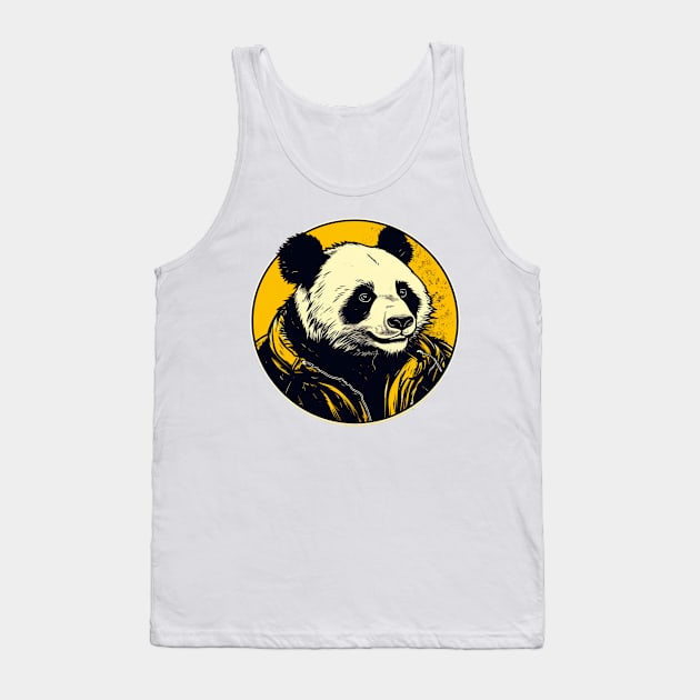 Cool Animals: Cartoon Vintage Funny Cool Panda Tank Top by OscarVanHendrix